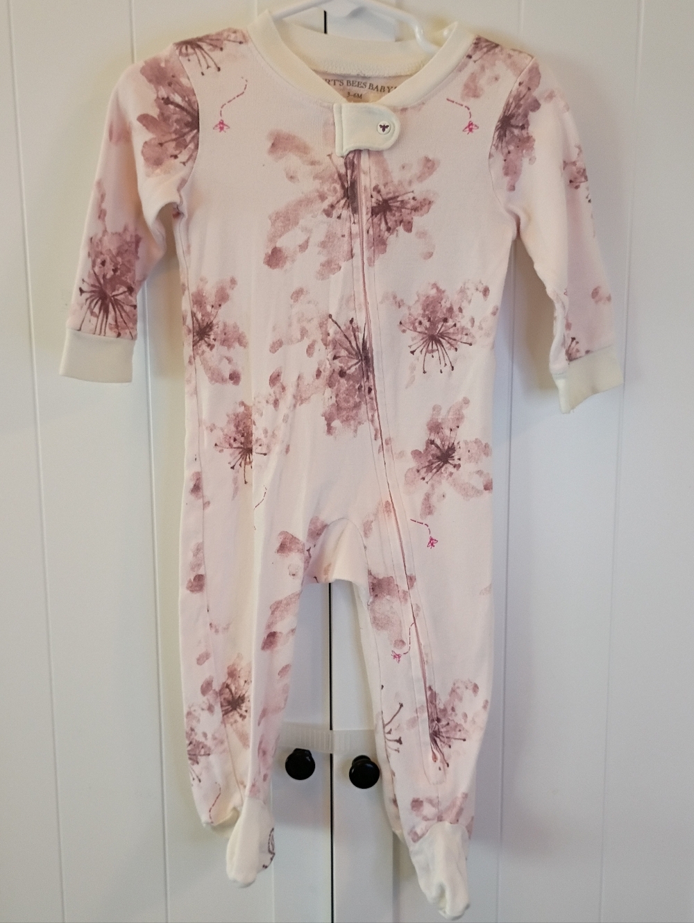 Baby Girls' Pink Floral One-Piece Footed Pajamas